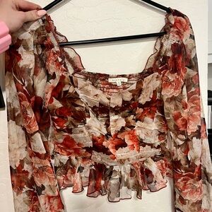 For Love And Lemons Red Floral Blouse💌